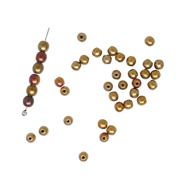 100pcs Matte métallique or arc-en-ciel Mix Spacer Beads Round Beads verre tchèque 3mm - Photo n°1