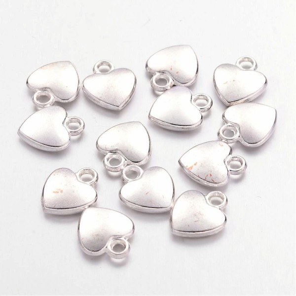 Petit cœur argenté style Tibétain breloque pendentif apprêts bijoux x 10 pièces - Photo n°2