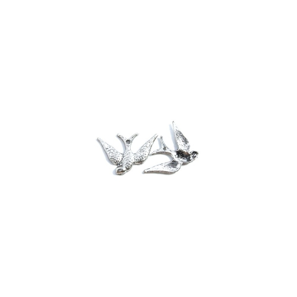 Hirondelle argentée style Tibétain breloque pendentif apprêts bijoux x 10 pièces - Photo n°1