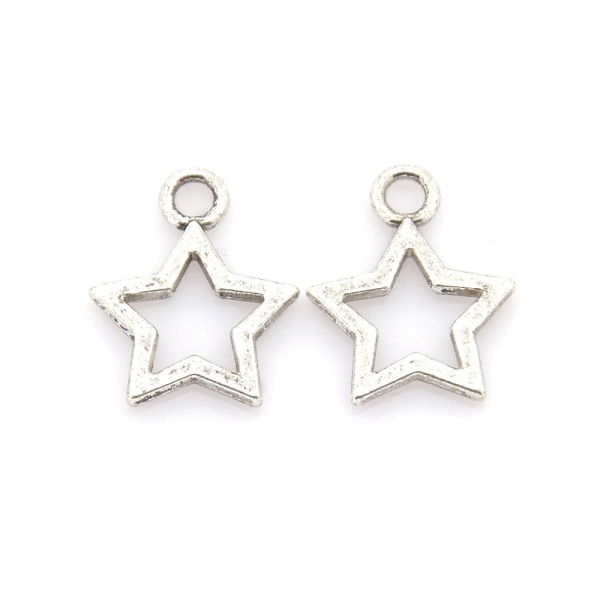 Petite étoile argentée style Tibétain breloque pendentif apprêts bijoux x 1 pièce - Photo n°1