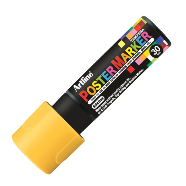 Marqueur - Jaune fluo - Tous supports - Pointe carré 30mm - PosterMarker Tempera - Photo n°1