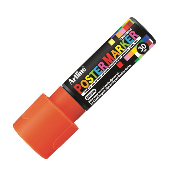 Marqueur - Orange fluo - Tous supports - Pointe carré 30mm - PosterMarker Tempera - Photo n°1