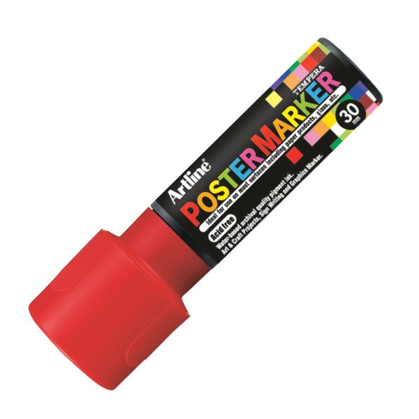 Marqueur - Rouge - Tous supports - Pointe carré 30mm - PosterMarker Tempera - Photo n°1