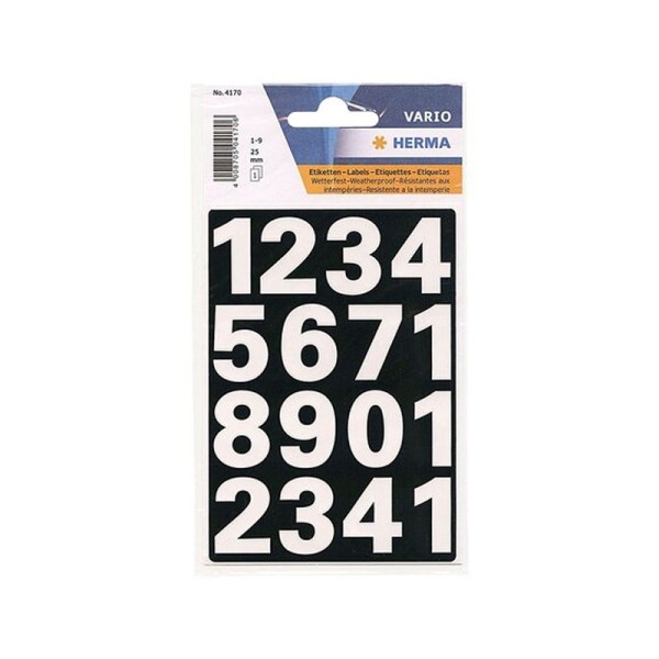 Chiffres - Stickers - Autocollant - Blanc - Grand format - 0 à 9 - 2 planches - Photo n°1