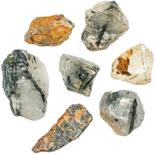 Pierres brutes quartz avec tourmaline noire - 3 à 7 cm - Lot de 4. - Photo n°1