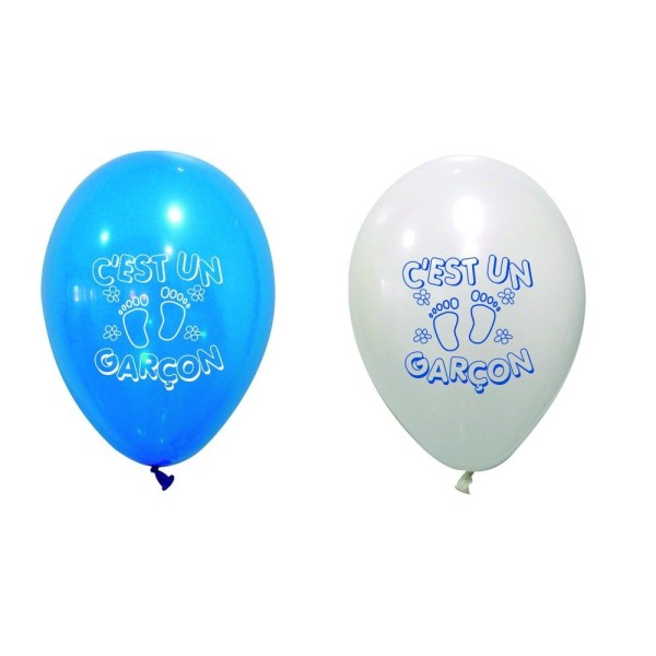 Ballon bapteme garçon X8 bleu et blanc - Décoration naissance et baptême -  Creavea