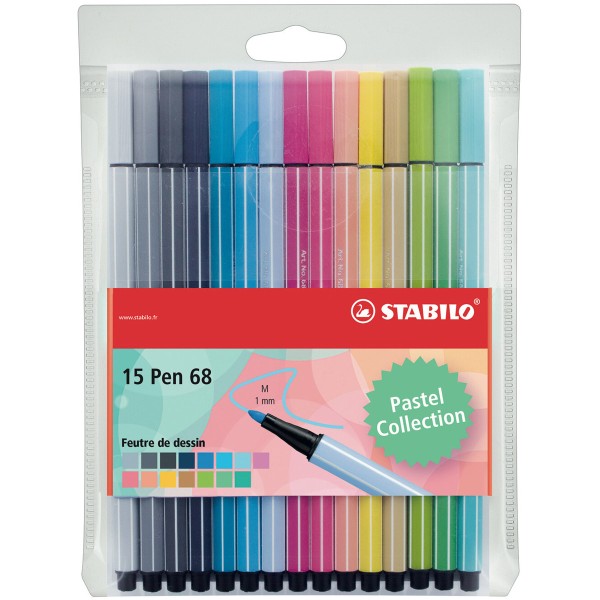 STABILO Pen 68 - Couleurs pastel - 15 pcs - Photo n°1