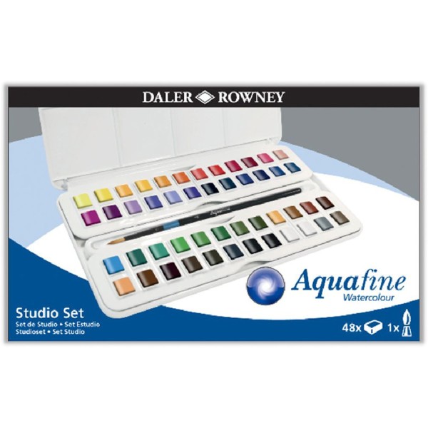 Coffret aquarelle Daler Rowney + pinceau - Aquafine - Assortiments de couleurs - 48 pcs - Photo n°1