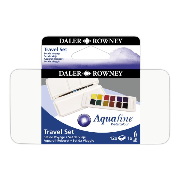Coffret aquarelle Daler Rowney + pinceau - Aquafine - Assortiments de couleurs - 12 pcs - Photo n°1