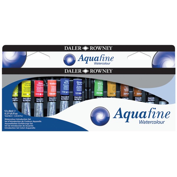Aquarelle Daler Rowney - Aquafine - Assortiments de couleurs - 12 x 8 ml - Photo n°1