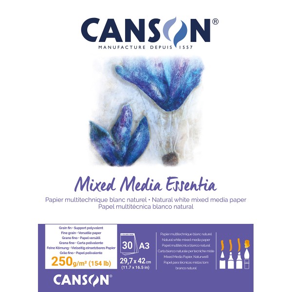 Bloc Canson Mixed Media - Essentia - A3 - 250 g - 30 feuilles - Photo n°1
