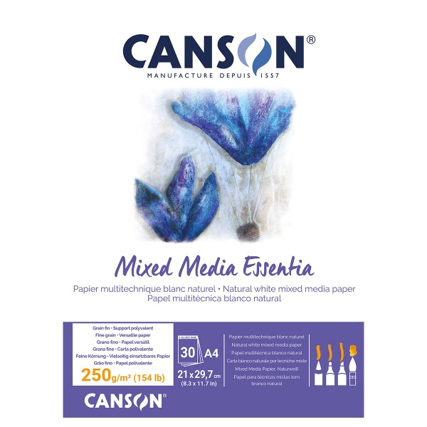 Bloc Canson Mixed Media - Essentia - A4 - 250 g - 30 feuilles - Photo n°1