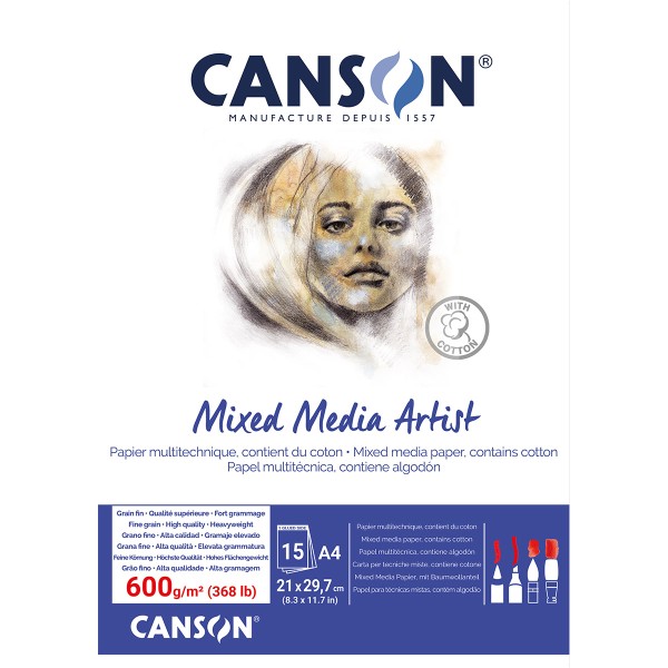 Bloc Canson Mixed Media - Artist - A4 - 600 g - 15 feuilles - Photo n°1