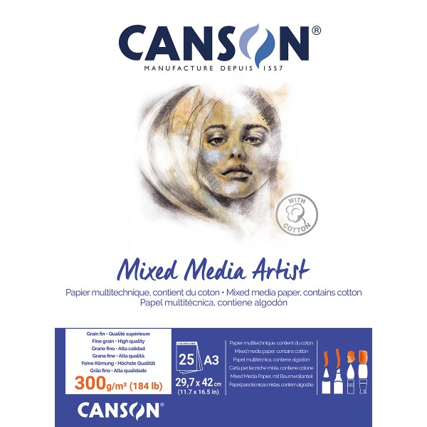 Bloc Canson Mixed Media - Artist - A3 - 300 g - 25 feuilles - Photo n°1