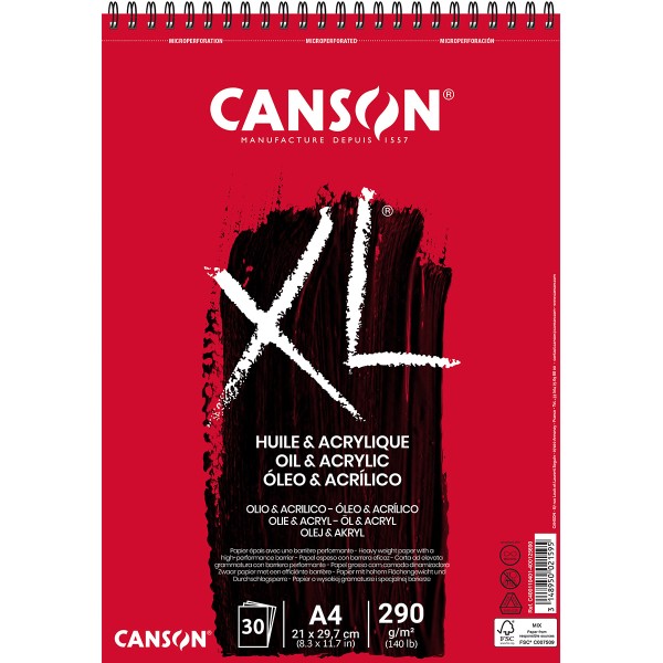 Carnet XL Canson - Huile & Acrylique - A4 - 290 g - 30 feuilles - Photo n°1