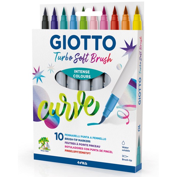 Feutres pinceaux Giotto - Turbo Soft Brush - Assortiments de couleurs - 10 pcs - Photo n°0