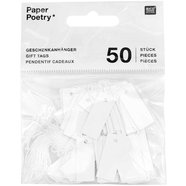 Étiquettes en papier - Blanc - 2,5 x 1 cm - 50 pcs - Photo n°1