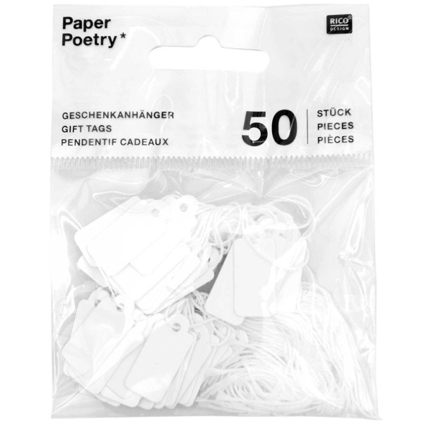 Étiquettes en papier - Blanc - 2,2 x 1 cm - 50 pcs - Photo n°1