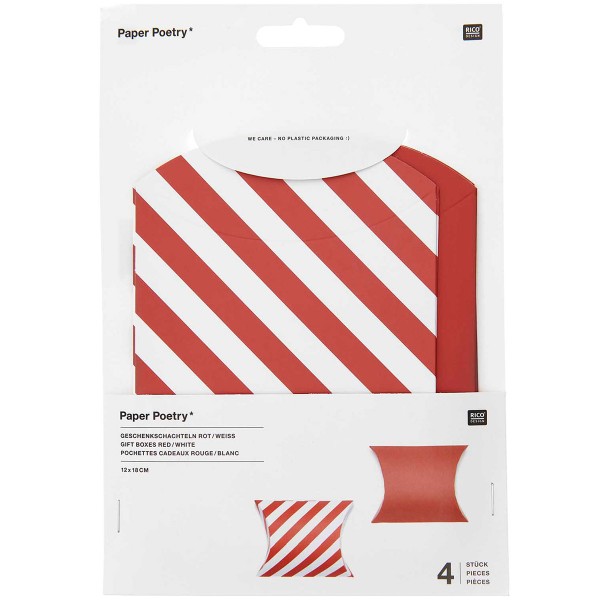 Pochettes cadeau - Rouge/Blanc - 12 x 18 cm - 4 pcs - Photo n°1