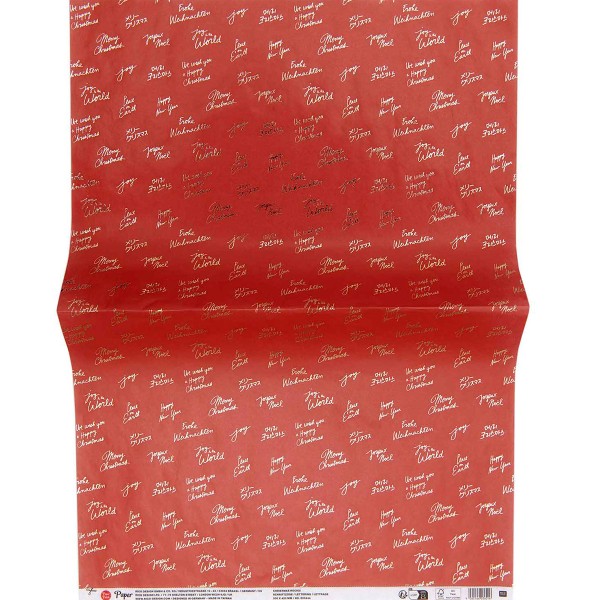 Papier Paper Patch - Joyeux Noël - Rouge - 30 x 42 cm - 1 feuille - Photo n°1