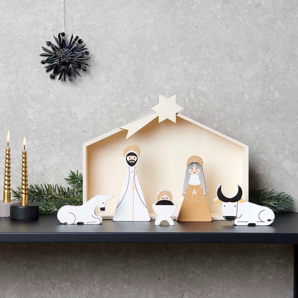 Crèche de Noël + figurines en bois à décorer - 6 pcs - Photo n°2