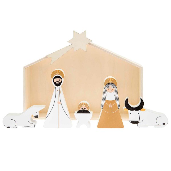 Crèche de Noël + figurines en bois à décorer - 6 pcs - Photo n°3