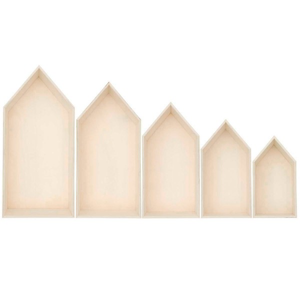 Maisons en bois - 8 x 7 x 15 cm / 13 x 7 x 27,8 cm - 5 pcs - Photo n°5