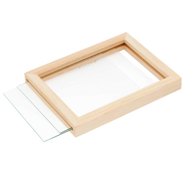 Cadre en bois avec insert en verre - 10 x 13,5 x 1,5 cm - Cadre