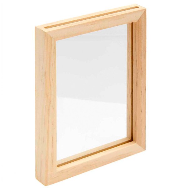 Cadre en bois avec insert en verre - 10 x 13,5 x 1,5 cm - Photo n°1