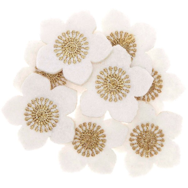 Mini formes en feutrine - Fleurs de Noël - Blanc - 3,5 cm - 8 pcs - Photo n°1