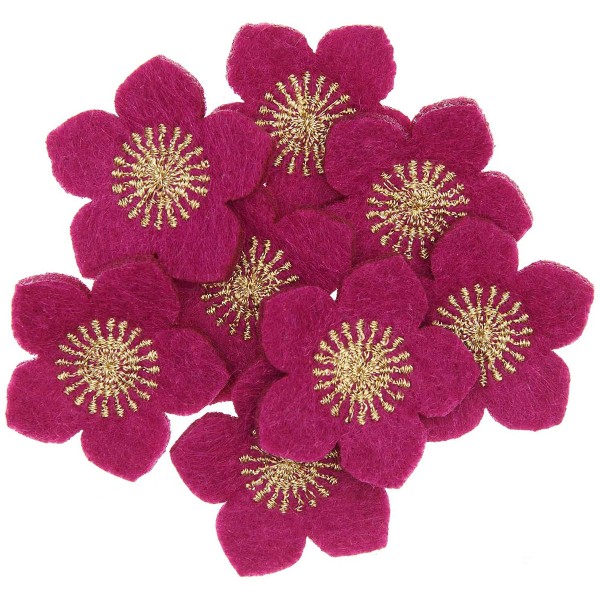 Mini formes en feutrine - Fleurs de Noël - Violet - 3,5 cm - 8 pcs - Photo n°1