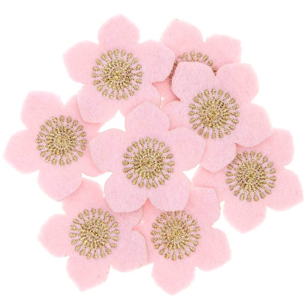 Mini formes en feutrine - Fleurs de Noël - Rose - 3,5 cm - 8 pcs - Photo n°1