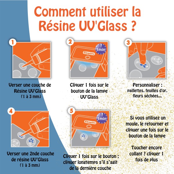 Résine pour lampe UV-LED - UV'GLASS - Transparente - 25 g - Résine glaçage  - Creavea