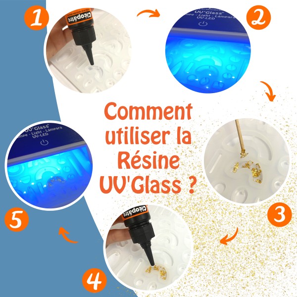 Résine pour lampe UV-LED - UV'GLASS - Transparente - 25 g - Résine glaçage  - Creavea