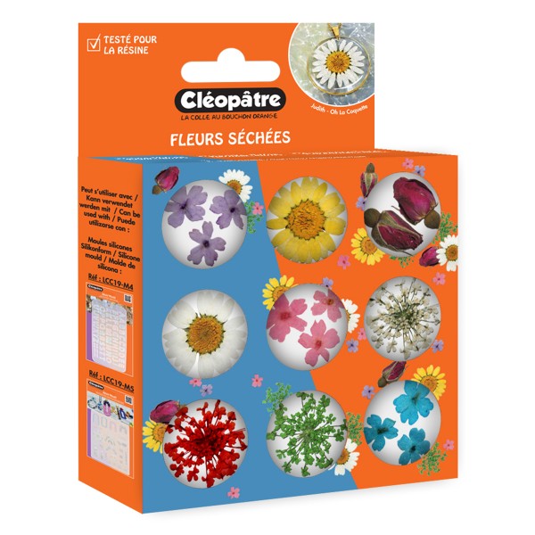 Kit accessoires résine - Fleurs séchées - Multicolore - 9 pots - Photo n°1