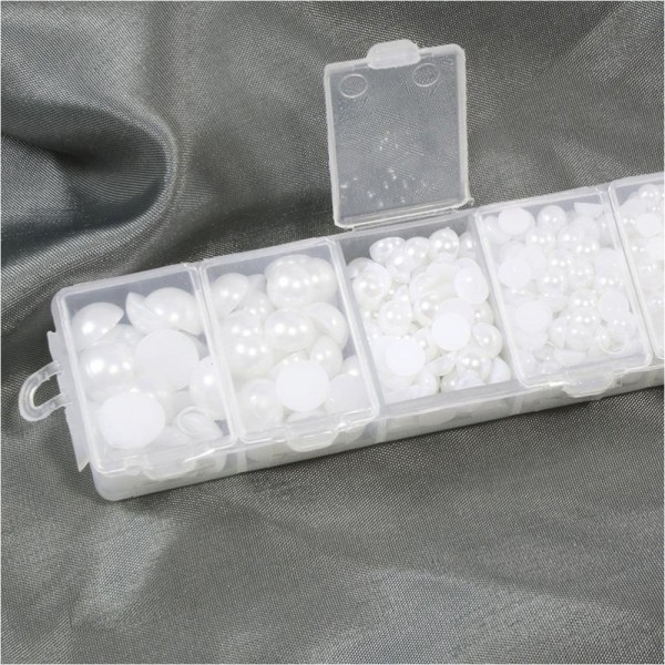 Accessoires création kit cabochons perles crème plusieurs tailles (1000 pièces) Blanc - Photo n°1