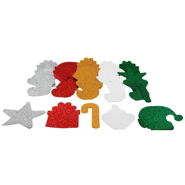 Gommettes pailletées en mousse - Noël XXL - Multicolores - 15 cm - 30 pcs - Photo n°1