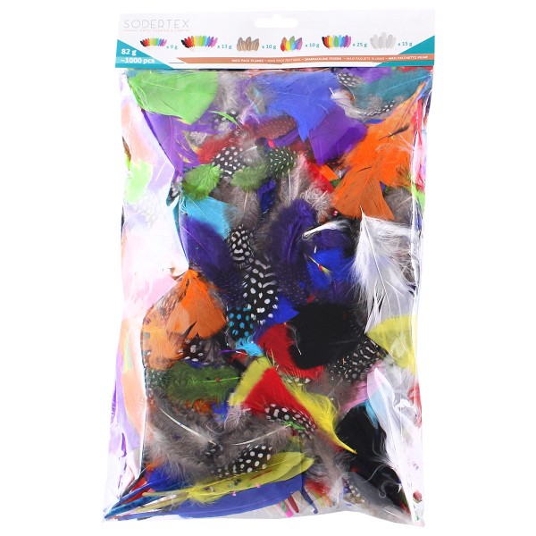 Plumes décoratives - Maxi Pack - Multicolores - 1000 pcs - Photo n°2