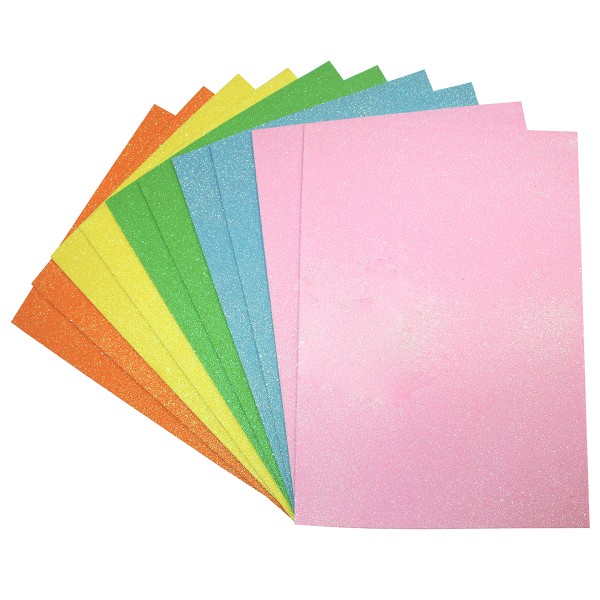 Papier mousse EVA pailletée - Pastel - Multicolores - A4 - 21 x 29,7 cm - 10 pcs - Photo n°1