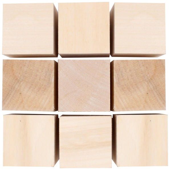 Cubes en bois à décorer - 4 cm - 9 pcs - Photo n°1