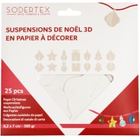 Suspensions 2D en carton - Noël - Blanc - 25 pcs