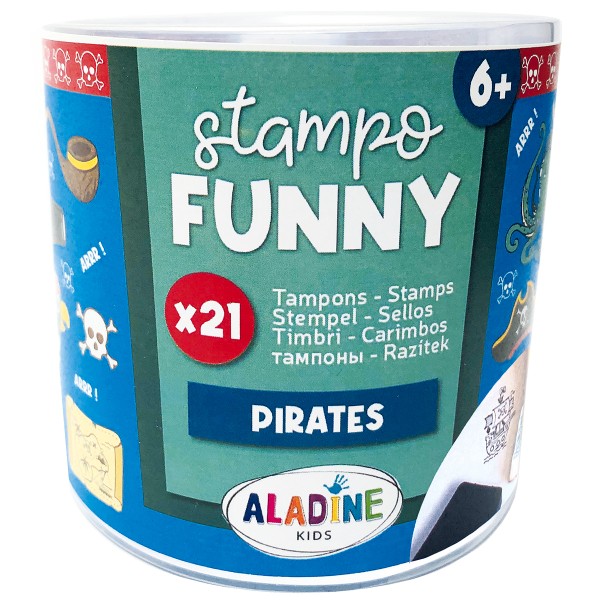 Tampons Stampo + encreur noir - Funny - Pirates - 2 à 5 cm - 21 pcs - Photo n°2