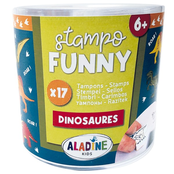 Tampons Stampo + encreur noir - Funny - Dinosaures - 2 à 5 cm - 17 pcs - Photo n°2