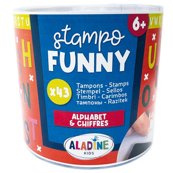 Tampons Stampo + encreur noir - Funny - Alphabet et chiffres - 2 à 4 cm - 43 pcs - Photo n°2