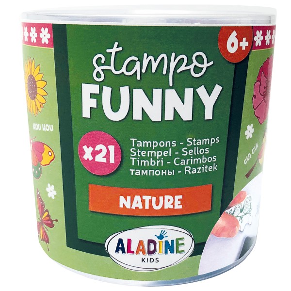 Tampons Stampo + encreur noir - Funny - Nature - 2 à 5 cm - 21 pcs - Photo n°2