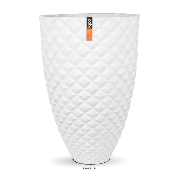 Joli grand vase effet 3D fibres synthétiques H 87 x D 59 cm Blanc - Photo n°1