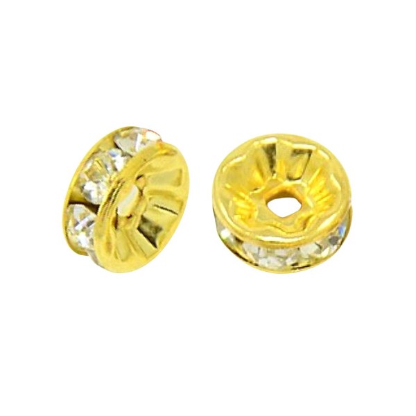 10 X perles breloques rondelles cz cristal 8mm intercalaires coupelles spacer dorées SP01 - Photo n°1