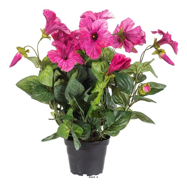 Petunia artificiel en pot H 38 cm 20 fleurs lumineux Rose soutenu - Photo n°1