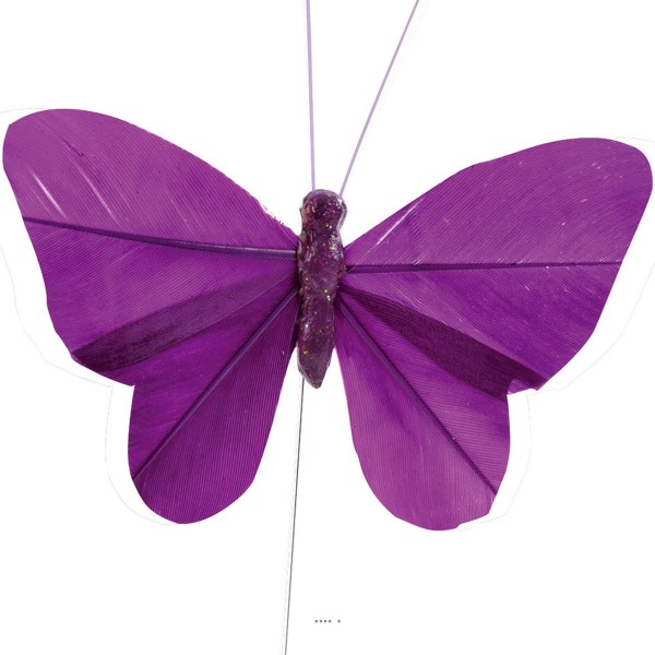 Papillons artificiels x 6 prune L 8 5 X H 5 cm - Photo n°1