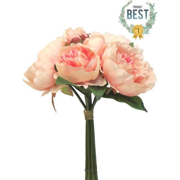 Bouquet de Pivoines artificielles 8 têtes D28cm H34cm Rose pâle - BEST - Photo n°1
